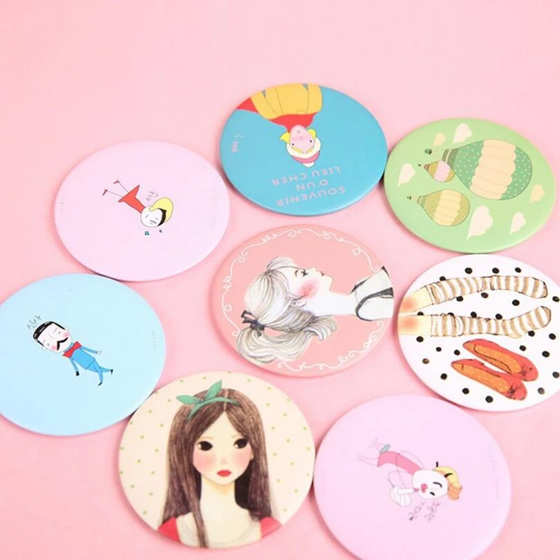 24pcs/lot Cute Small Round Metal Cosmetic Poket Mirror Makeup