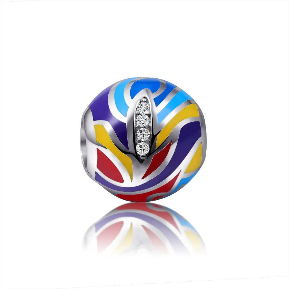 

2017 Spring New Style 925 Sterling Silver Bead With Colours of the rainbow Polishing Enamel Fit Pandora Bracelet