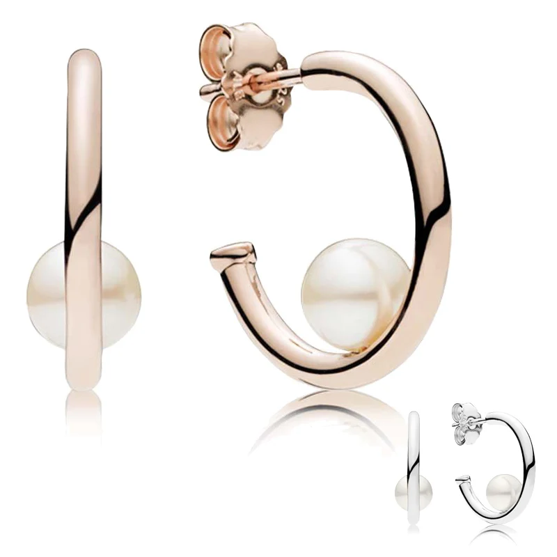 

MYBEBOA 2018 Winter New 100% 925 Sterling Silve rContemporary Pearls Earrings, Freshwater Cultured Pearl For Women Jewelry Gift