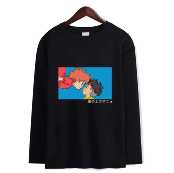 

Ponyo tshirts men Cool long sleeve tshirt New Fashion Casual Long Sleeve Ponyo on the Cliff t shirt Tops For Spring Plus Size