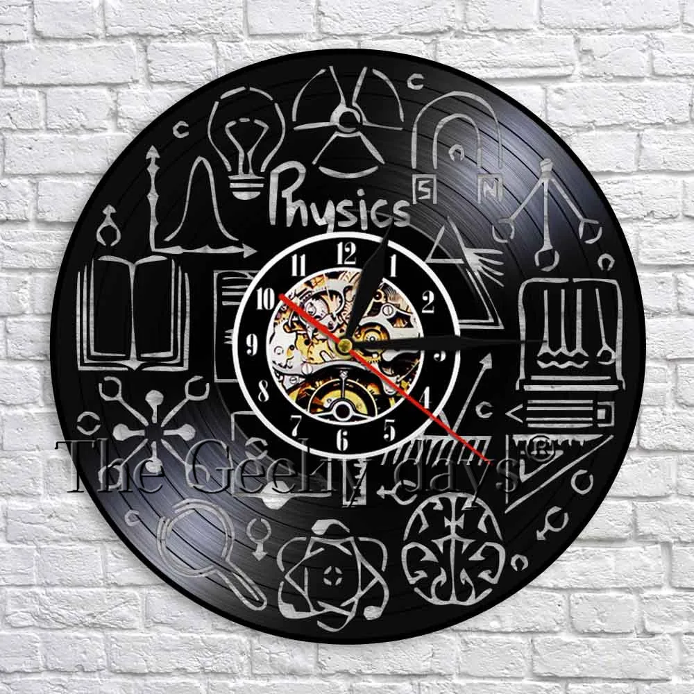 

Physics Vinyl Record Wall Clock Modern Design Art Wall Decorative Handmade Time Clock 3D Wall Watch For Physics Lover