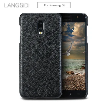 

Cases For Samsung Galaxy S8 phone case real calf leather back cover / Litchi texture case Genuine Leather phone case