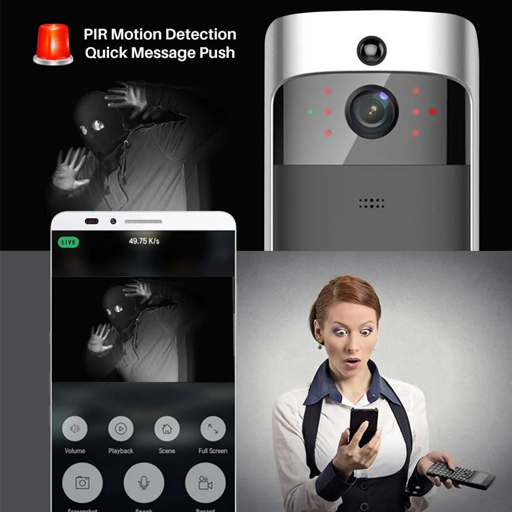 Дверной Звонок камера 1080P видео домофон wifi телефон дверной звонок wifi дверной звонок для квартиры ИК сигнализация беспроводная домашняя безопасность ip-камера