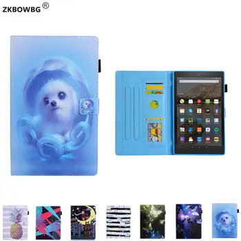 

Sleeve Pouch Bags HD10 2017 Print PU Leather Cute Case For Amazon Kindle Fire HD 10 2017 7th 10.1'' Tablet Stand Cover Funda