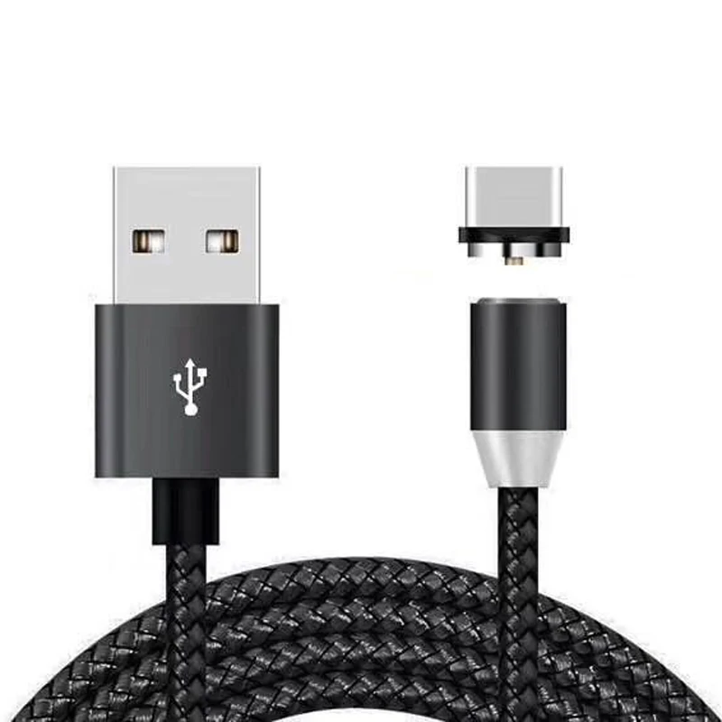 Магнитный кабель Micro usb type C для iPhone кабель 1 м провод для быстрого заряда для samsung huawei type-C Магнитный зарядный кабель для телефона - Цвет: Черный