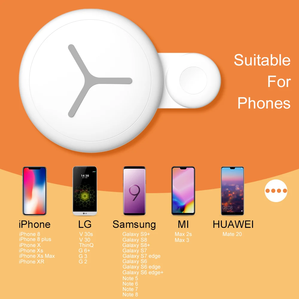

QI Wireless Charger For iPhone XR XS Max XS X 8 7 6 plus For Apple Watch 2 3 4 Fast Wireless Charger Pad For Samsung S9 S8 S7