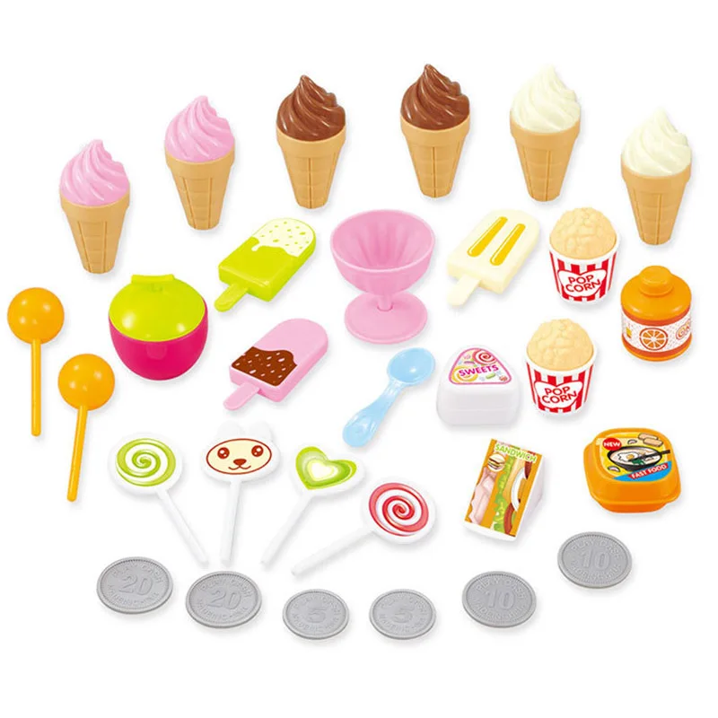  39Pcs children pretend play toys simulation candy music ice cream Mini push car toy early education