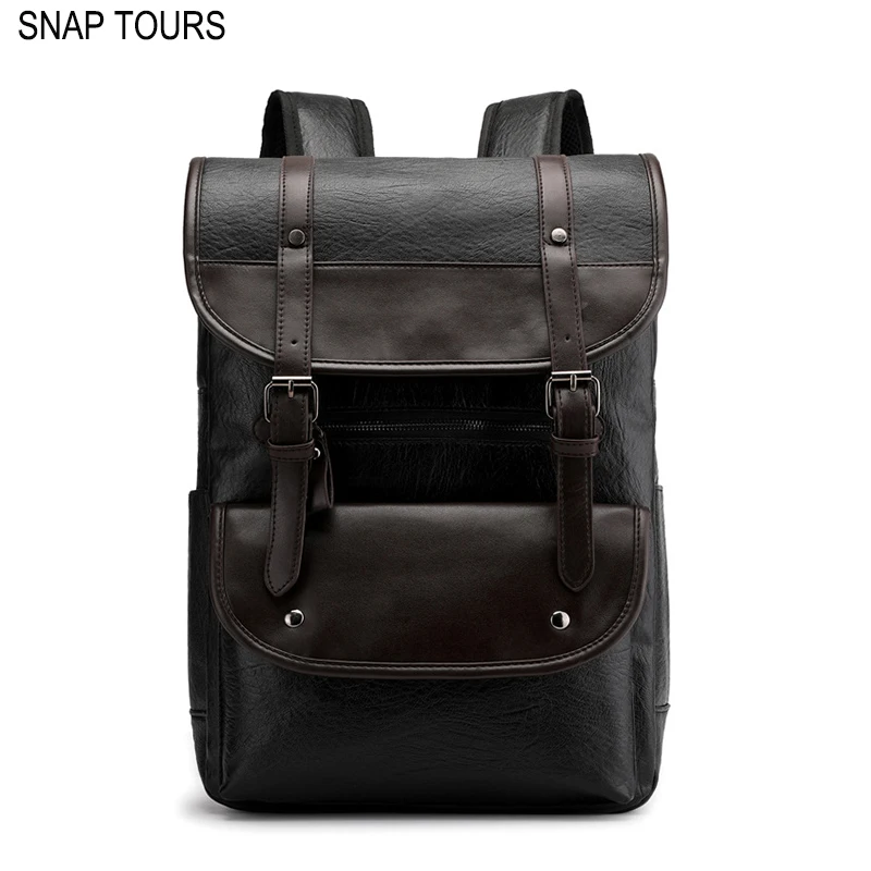 

SNAP TOURS 2019 Clearance Sale Waterproof Leather Backpack Men Fashion Large Space Laptop Backpack Man Black Business Bagpack