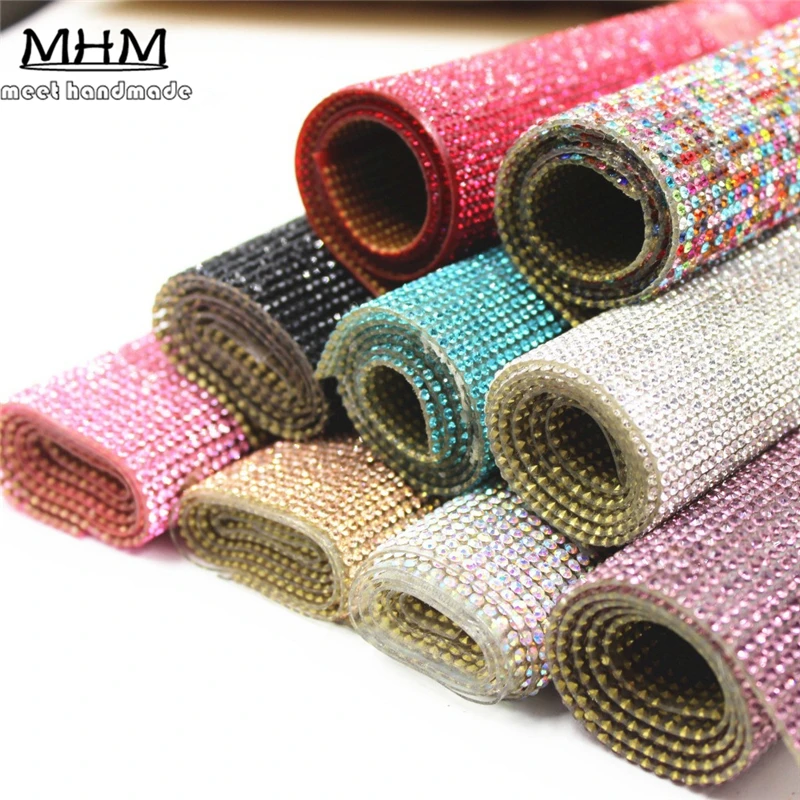 24-40cm-Glass-Rhinestone-Trim-Hotfix-Strass-Cryique-In-Roll-DIY