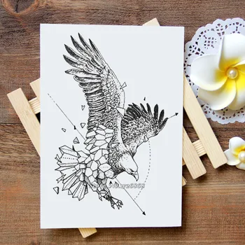 

Waterproof Temporary Tattoos Sticker Line Eagle translated tattoos Flash Tattoo fake tattoo for women men kids #840