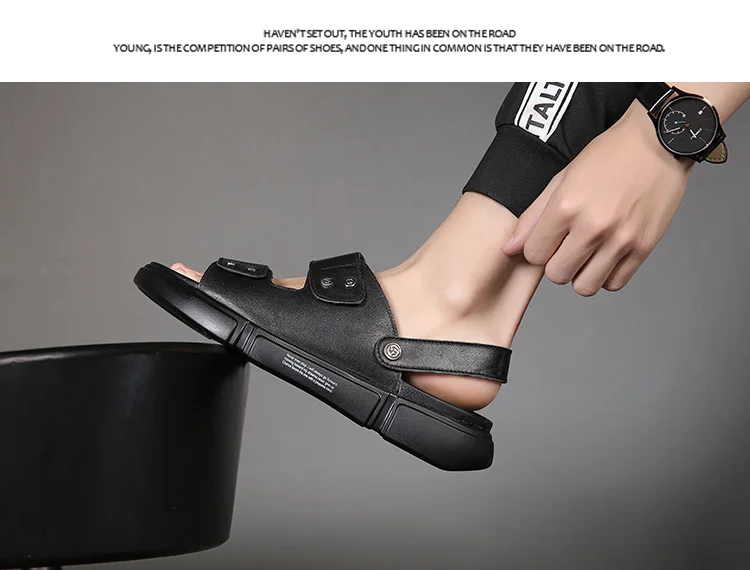 Летние кожаные сандалии мужские высококачественные модные удобные воздухопроницаемые тапочки пляжная обувь