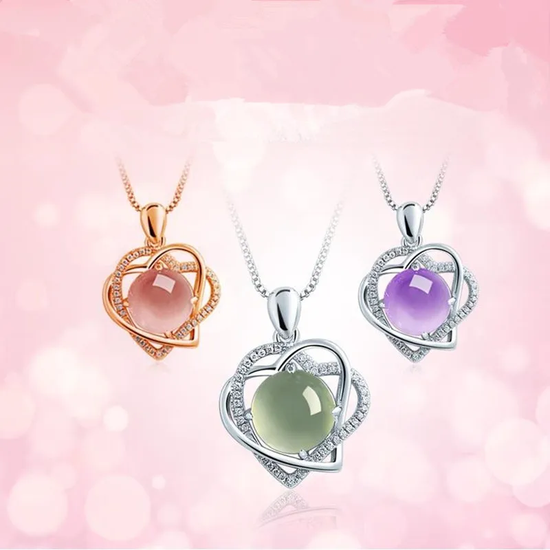 

TJP Trendy Colorful Crystal Flower Pendant Necklace For Women Accessories Fashion 925 Silver Necklace Girls Princess Jewelry Hot
