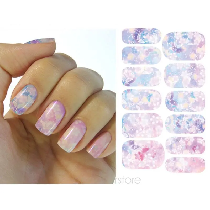 12 pcs sheet water transfer nails sticker gray and purple flowers design butterfly 12 pcs sheet water transfer nails sticker gray and purple flowers design butterfly