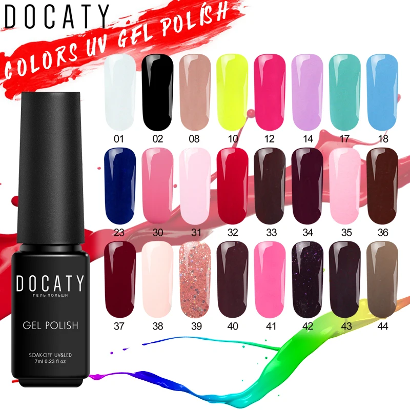 

Docaty Nail Art Design Pretty 24 Colors 7Ml Soak Off Enamel Gel Polish LED UV Nail Polishes Manicure Tools Acrylic Paints