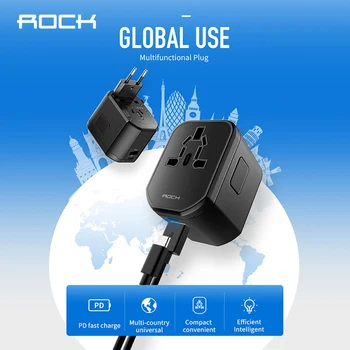 

ROCK Multi-Function Universal Travel Adapter Worldwide Power Plug Wall AC Charger,Ports US EU UK AUS UL Portable Conversion Plug