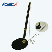 ACMECN 123g Metal Rollerball Pen with Base Fix on table Counter Liquid ink Pen with Chain Finance Banking Pen Gel ink Pen Holder behavioural finance for private banking