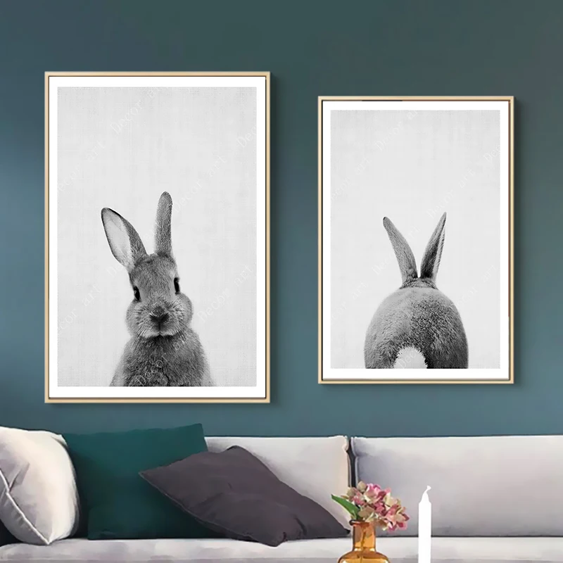 

Colorido Rabbit Bunny Pet Animal Cartoon Canvas Paintings Vintage Wall Kraft Posters Coated Wall Stickers Home Decorative Gift