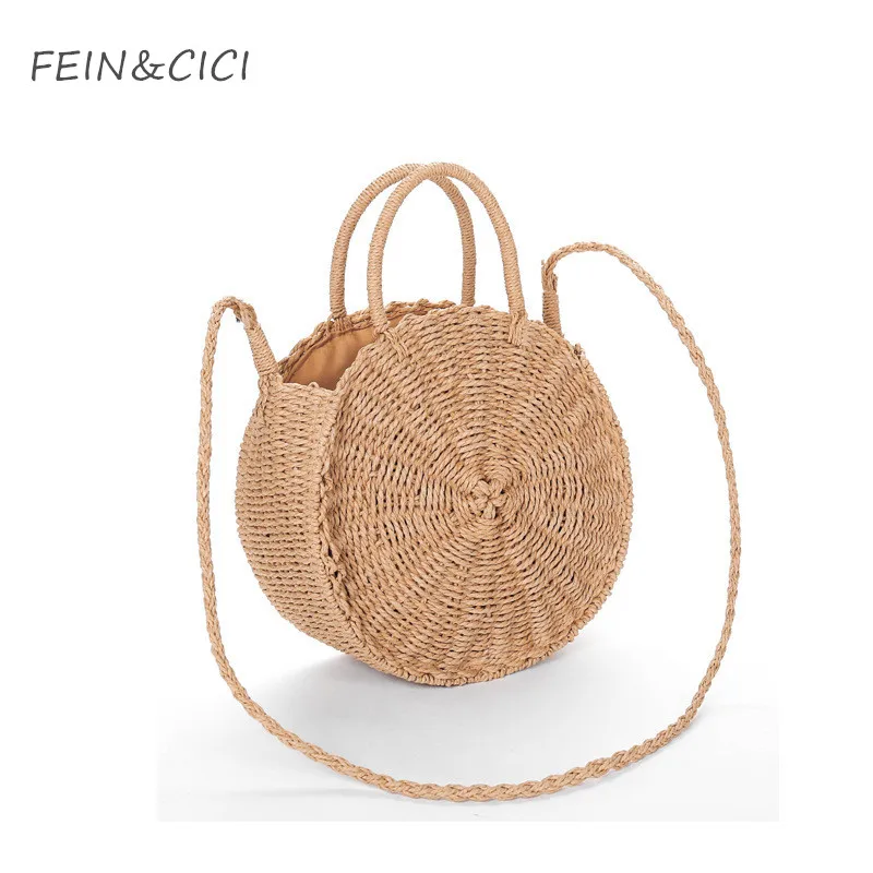 beach bag round straw totes bag bucket summer bags with tassels pom pom