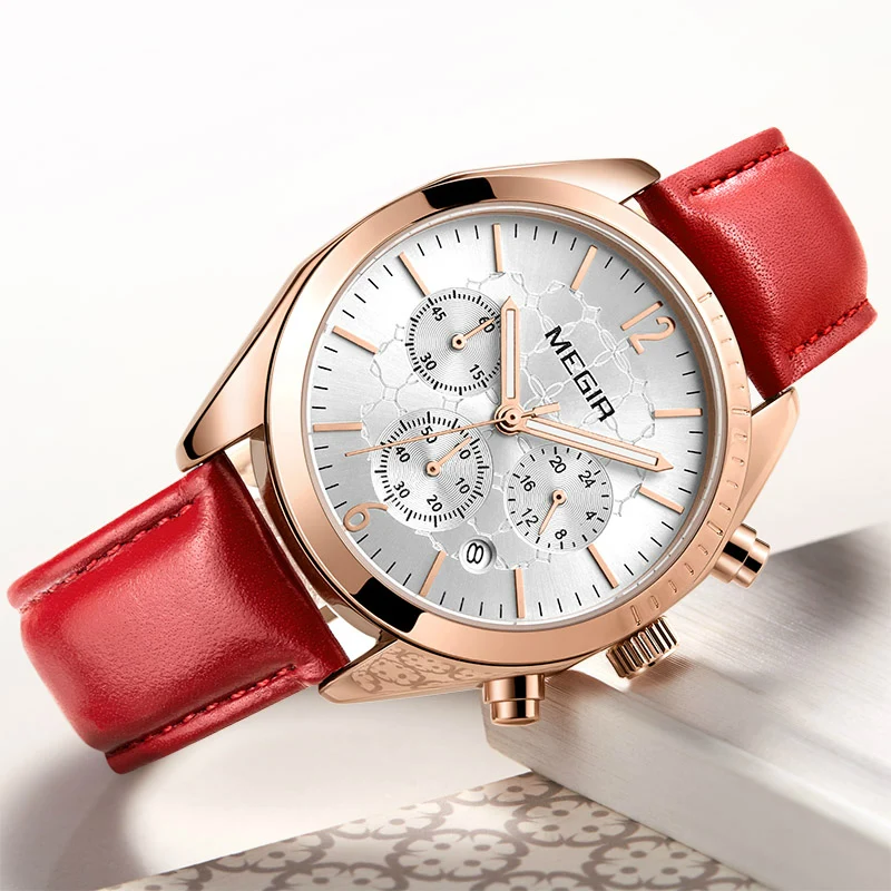 Megir Watch Women's Luxury Women Watches Waterproof/Luxury/Gold/Leather