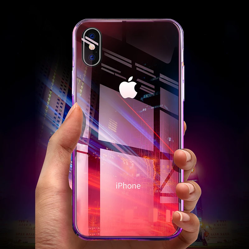 Прозрачный градиентный цветной чехол для телефона Aurora IPhone X XS Max XR 9 Plus Роскошный