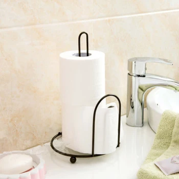 

Creative Iron Art Vertical Standing Kitchen Paper Towel Toilet Bathroom Tissue Holder - Black