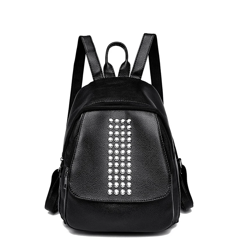 ACE LOVE New Rivets Black Backpack Women Travel Bag Fashion Korean Style Quality PU Leather Female School Backpack For Girl ACE LOVE New Rivets Black Backpack Women Travel Bag Fashion Korean Style Quality PU Leather Female School Backpack For Girl
