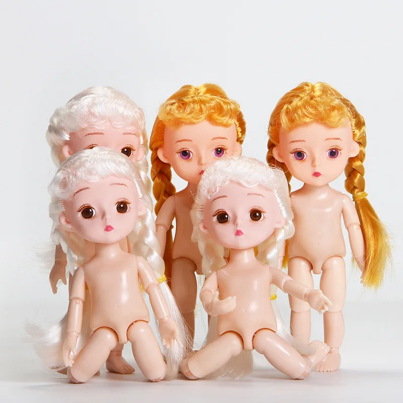 

13cm Blond white hair Dolls 4D real eyes Original Girls Princess Dolls 14 Joint Bjd Doll Toy Lovely Gifts Baby Toys for Girls