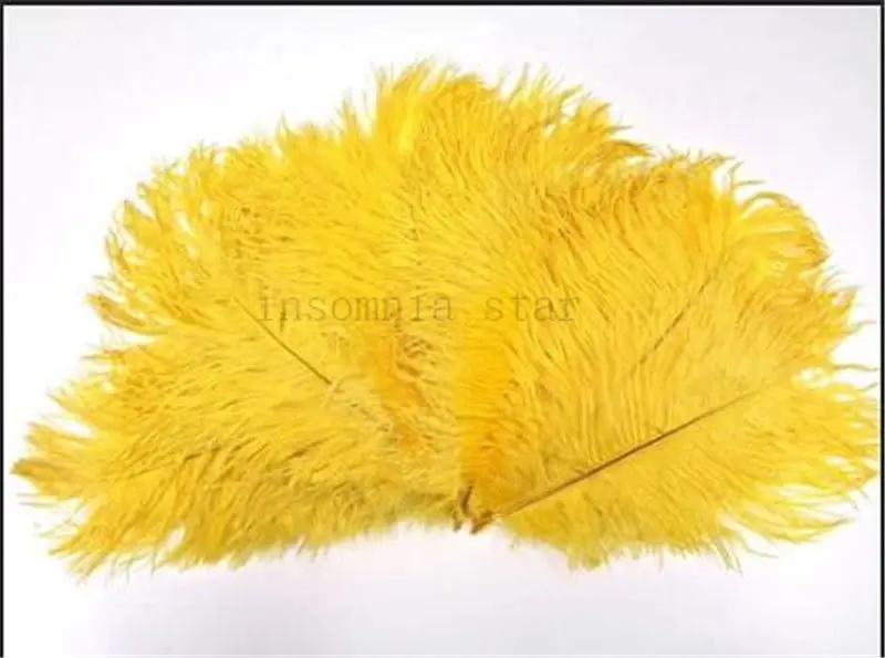 100 шт большой полюс натуральный страусовый перо 20-80 см/8-32 дюймов окрашенные желтые для Вечерние Маски головной убор аксессуары для одежды