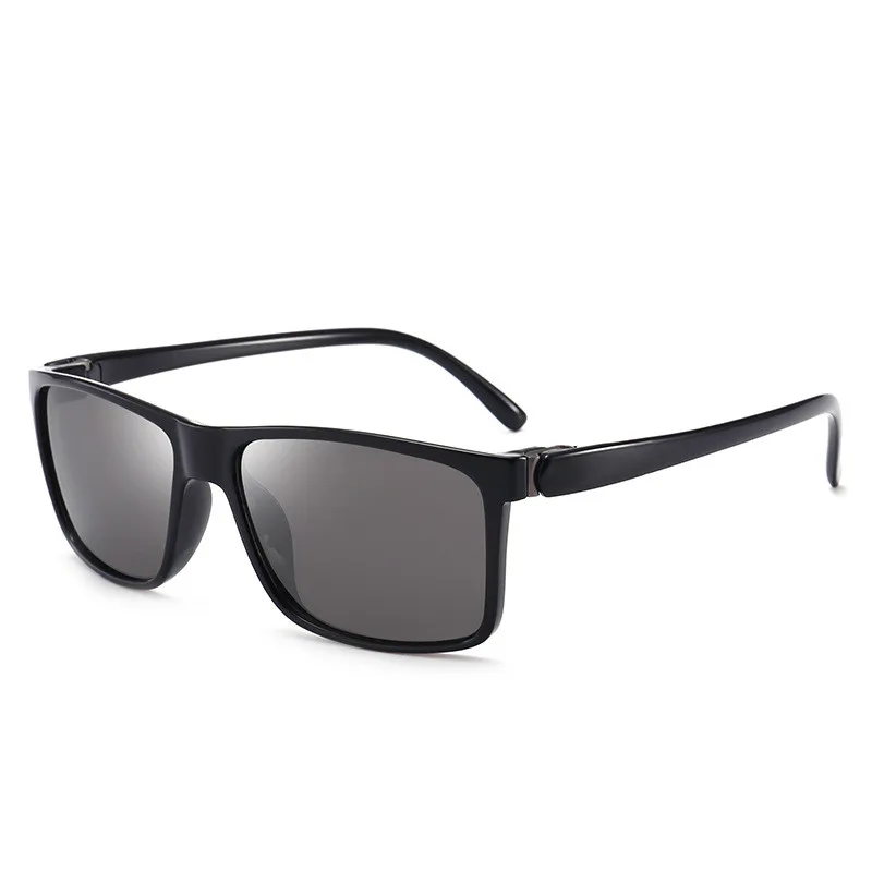 Новые поляризованные солнцезащитные очки мужские винтажные Квадратные Зеркальные Солнцезащитные очки черные синие зеленые UV400 классические водительские затемнённые очки - Цвет линз: bright black gray