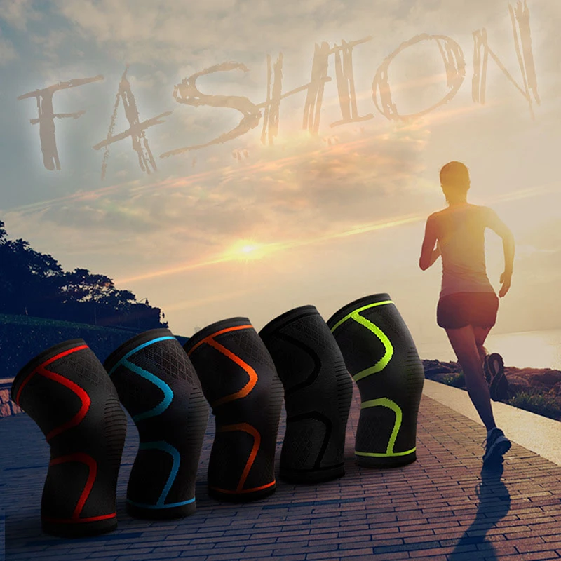 1 قطع اللياقة البدنية تشغيل الدراجات الركبة الوسادة الحمالات مطاطا النايلون الرياضة ضغط دعامة الركبة ل كرة السلة الكرة الطائرة