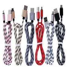 100 шт 1 m 2 m 3M Usb кабель из алюминиевого сплава Микро Ткань Плетеный usb-кабель для передачи данных и зарядки для samsung s4 s6 s7 edge