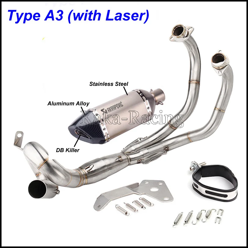 MT 07 FZ 07 Full System Akrapovic Motorcycle Muffler Exhaust PIPE For Yamaha MT-07 FZ-07 MT07 FZ07 - Цвет: Type A3 (laser)