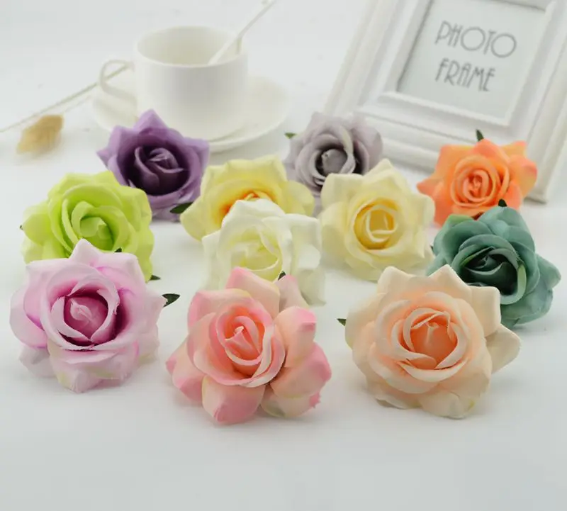 

1pcs Silk plastic Roses Artificial Flowers For home Wedding Decoration DIY Wreath vases for Decorative Gift Craft Bride Bouquet