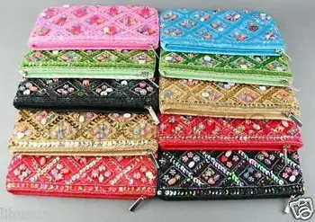 

Wholesale 10pcs Handmade Chinese Silk Beaded Purses Storage Bag Wallet
