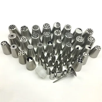 

58pcs Styles Stainless Steel Russian Nozzle Tip Icing Piping Nozzle Pastry Cupcake Cake Ddecorating Tool Tipsbicos De Confeitar