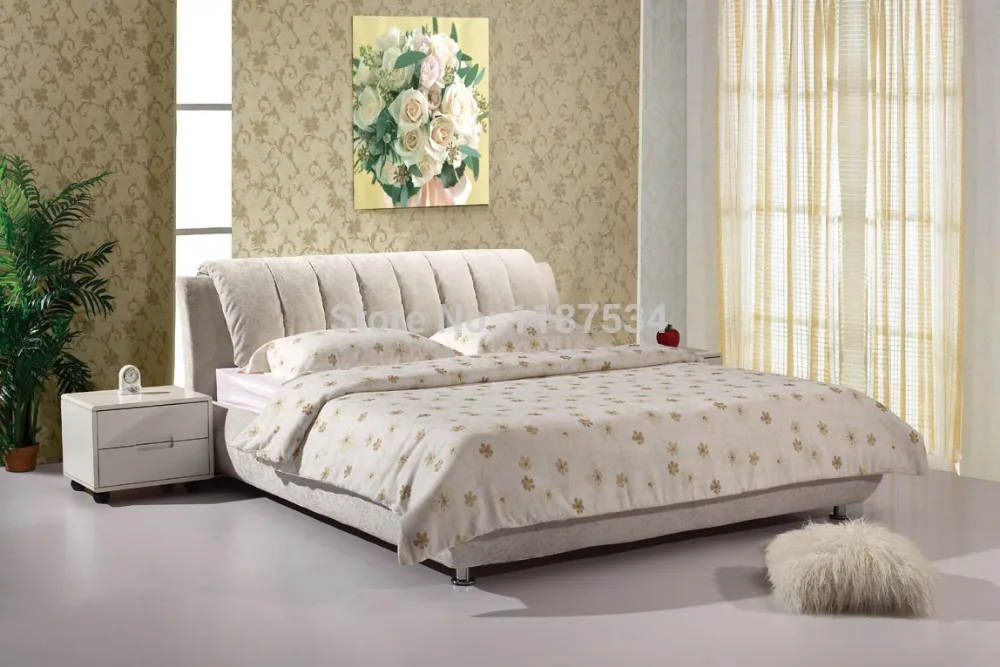 luxury bedroom furniture bed frame king size bed fabric double soft bed