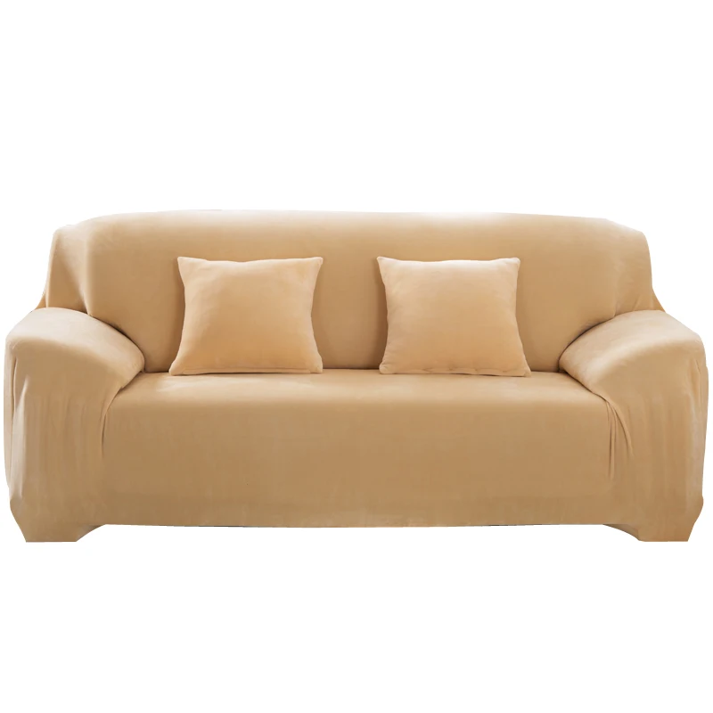 Solid Plush Sofa Cover Sectional Stretch Seat covers Velvet sofa