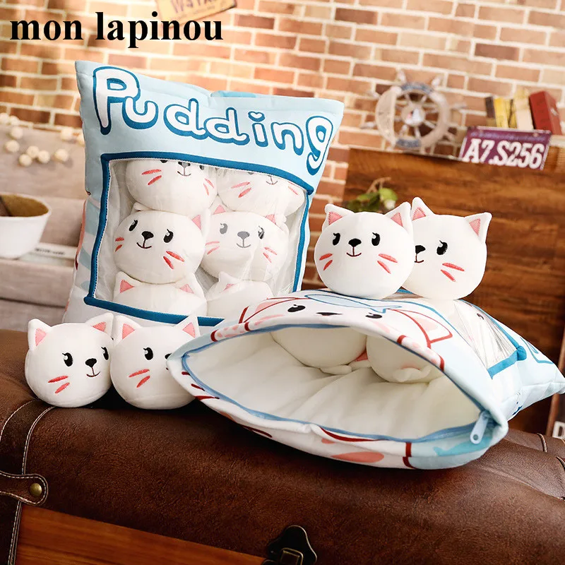 A Bag Of Plush Cat Pudding Pillow Simulation Stuffed Snack Soft Cushion 8 pcs Cat Plush Toys For Children Gift For Girlfriend telado snack bare hand ledger set gift box notebook notebook notebook notebook ledger gift pack