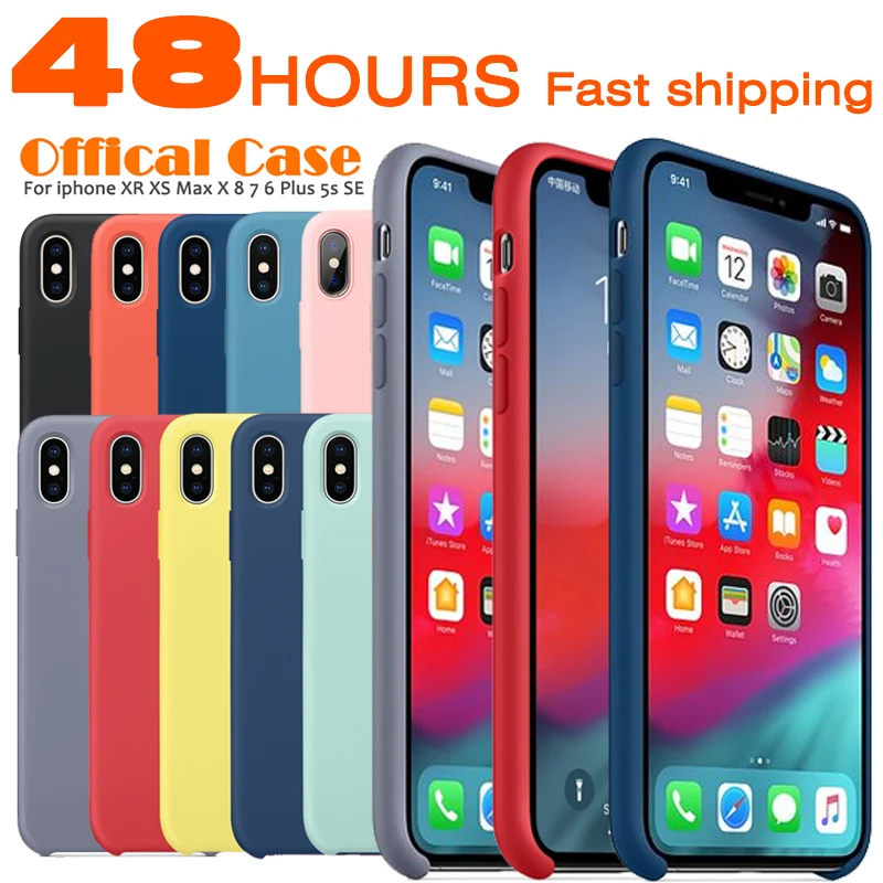 

48 Hours Shipping Original Official Silicone Phone Case For Apple For Iphone XS MAX XR X 7 8 6 S Plus 5 5S SE Logo Cover Case