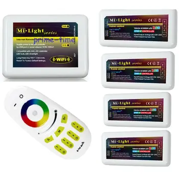 

Mi.Light 2.4G 4-Zone RF Wireless Touch Screen Remote+WiFi Adaptor +4x RGB LED Group Controller for RGB Led Strip Light Set