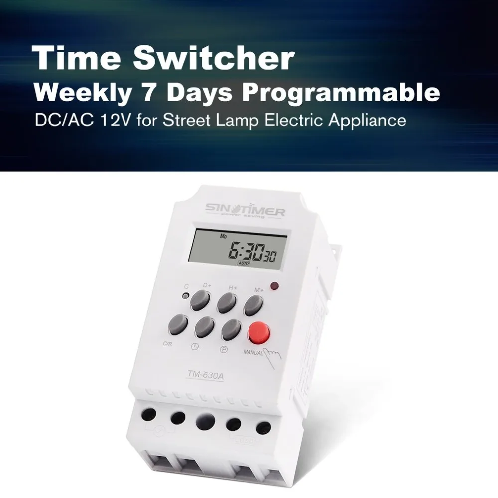SINOTIMER 12V 30A Weekly 7 дней программируемый цифровой реле времени таймер управление для
