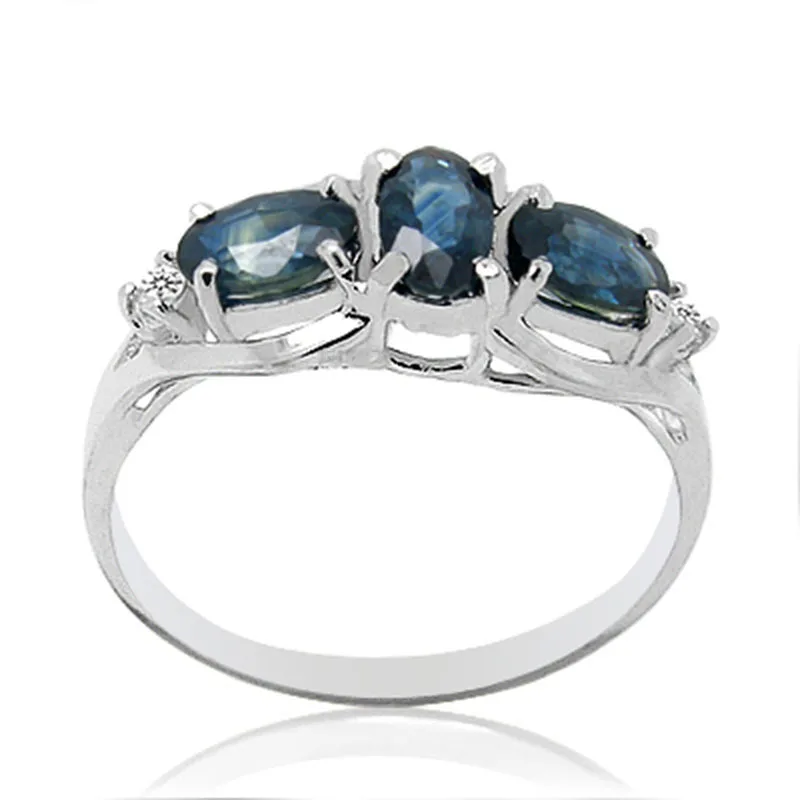 2017 Qi Xuan_Dark Blue Stone Elegant And Generous Ring_S925 Solid Silver Fashion Dark Blue Rings