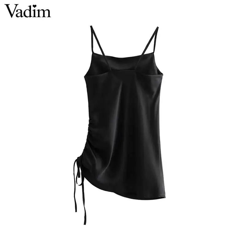 Vadim женское сексуальное черное мини-платье с завязками на бретельках, без рукавов, с открытой спиной, нестандартные платья, одноцветные платья QB541