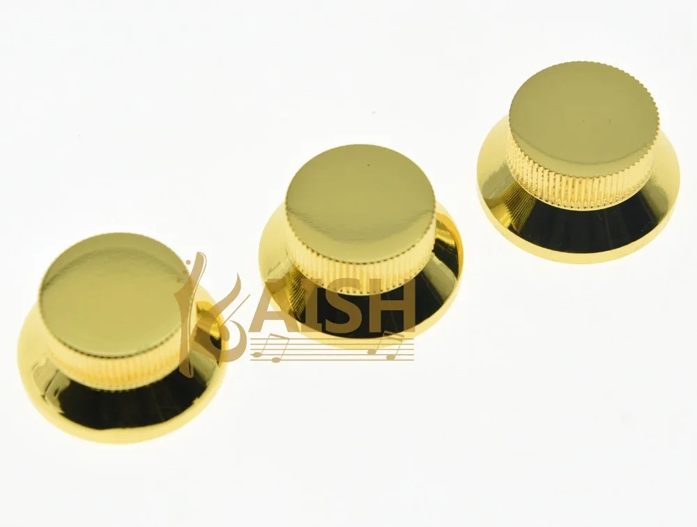3pcs Gold Metal ST Strat Knobs Top Hat Bell Guitar Bass Knob for 5.8mm