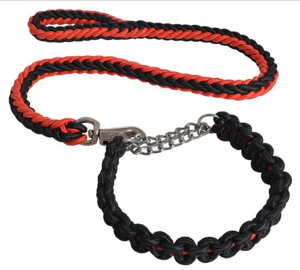 High Quality Nylon Knitted Pet Dog Leashes Heavy Duty Braided Collar