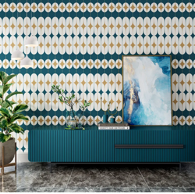 

New Modern Fashion Non-woven Waterproof Nordic Colorful Gmeometric Wallpaper Living Room Bedroom Home Decor papel de parede