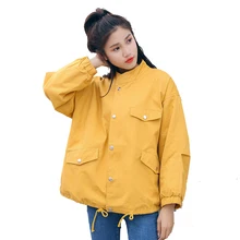 Женская ветровка уличная винтажная Женская куртка на молнии свободная BF Студенческая куртка Женская Harajuku осенняя куртка-бомбер