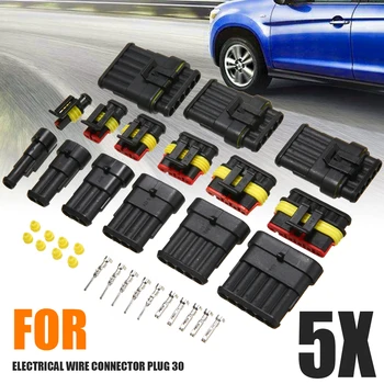 

Mayitr 5x 1/2/3/4/5/6pins 300V 12A IP68 Waterproof Electrical Wire Connector Plug for car Motorcycle Truck Boats connector