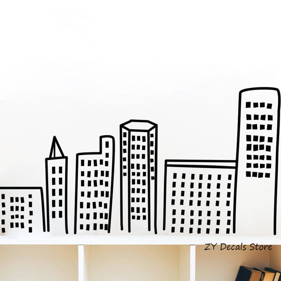 Us 7 9 16 Off City Buildings Wall Decal Bedroom Graffiti Art Stickers Kids Room Modern Vinyl Wall Sticker For Boy Girl Nursery Room Decor S629 In