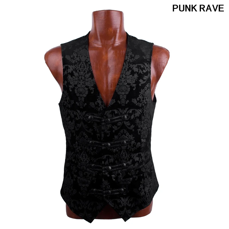 

Gothic Palace Blue Mens cool Vest Visual Streampunk fashion Kera emo printing buttons slim Top Jacket Punk Rave Y-452